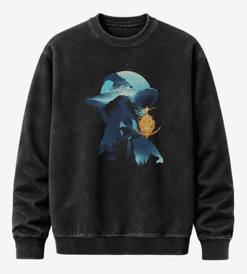 Poleron Polo Acid Wash Negro de Snow Witch