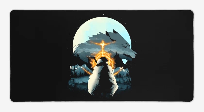 Mouse pad Gamer Negro de Half Wolf