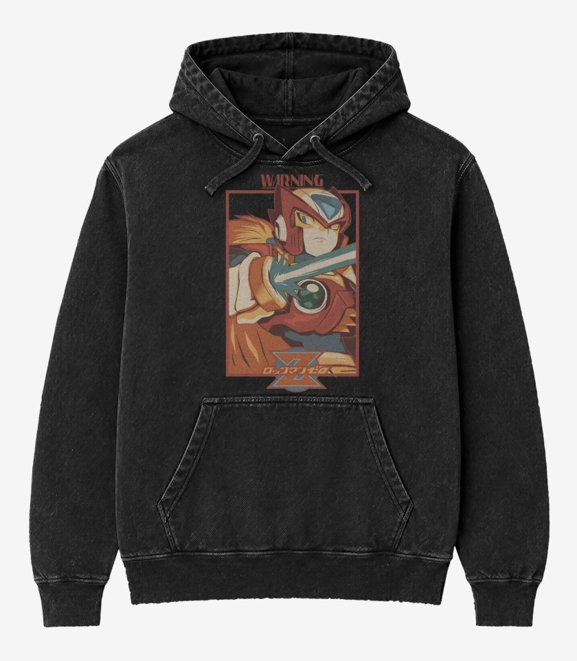 Poleron Canguro Acid Wash Negro de Zero Warning