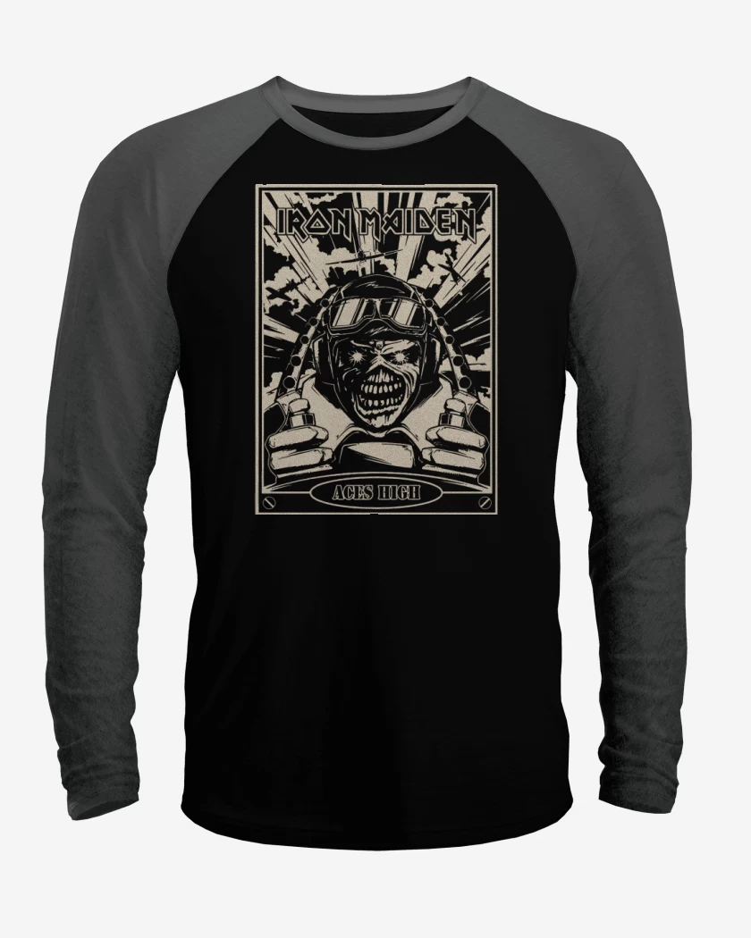 Polera Raglan Negro / Negro Heather de Aces High