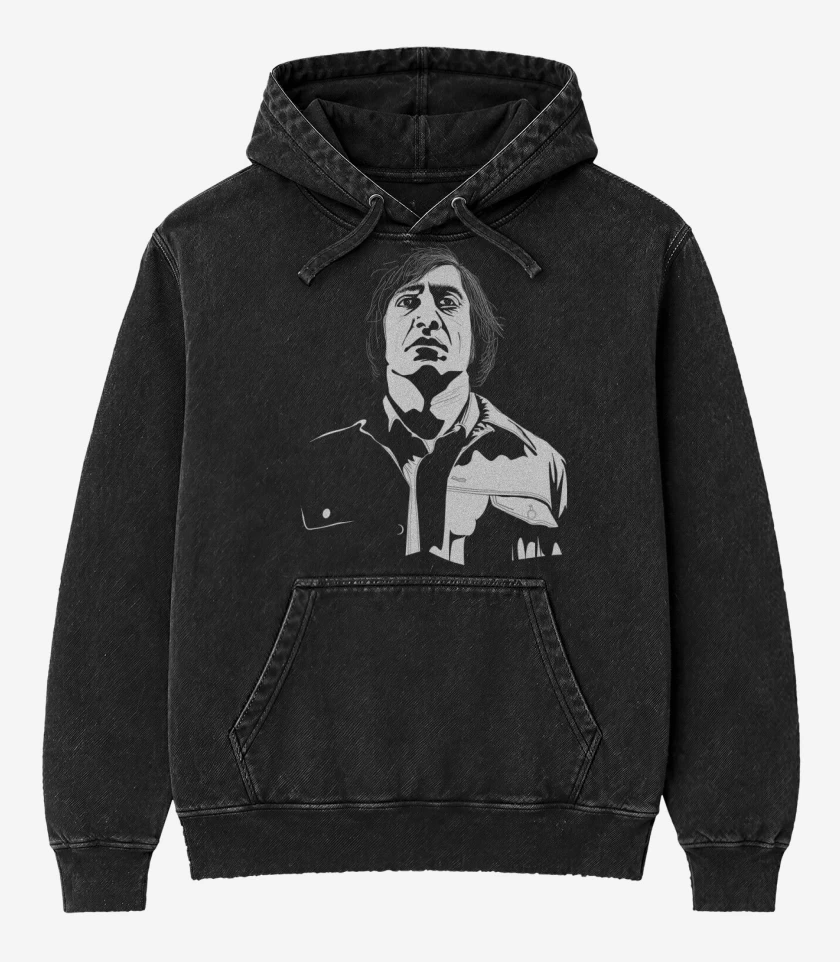 Poleron Canguro Acid Wash Negro de No Country for Old Men 