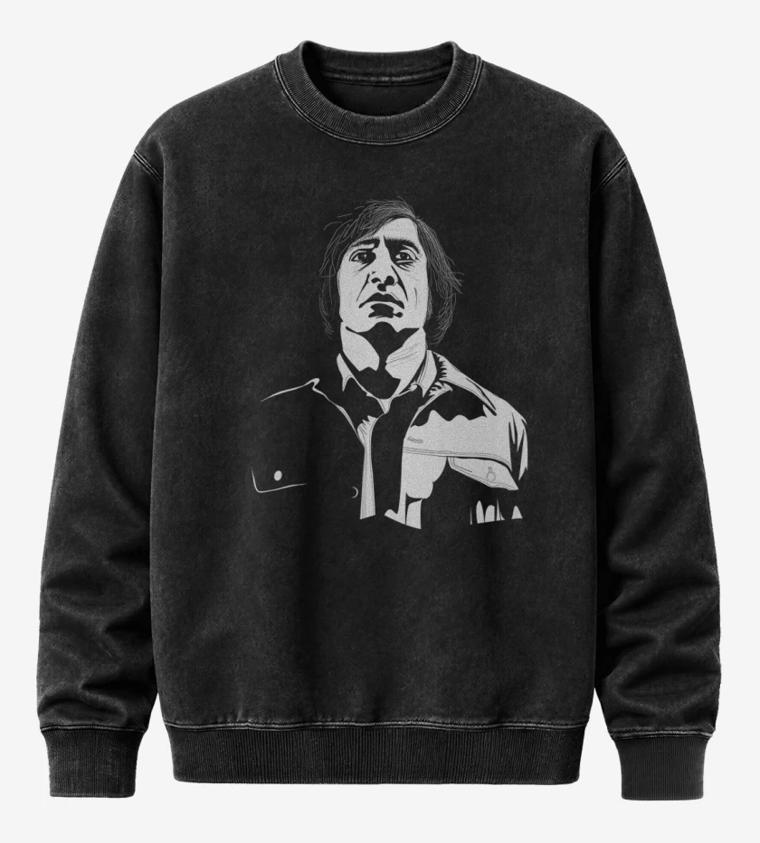Poleron Polo Acid Wash Negro de No Country for Old Men 