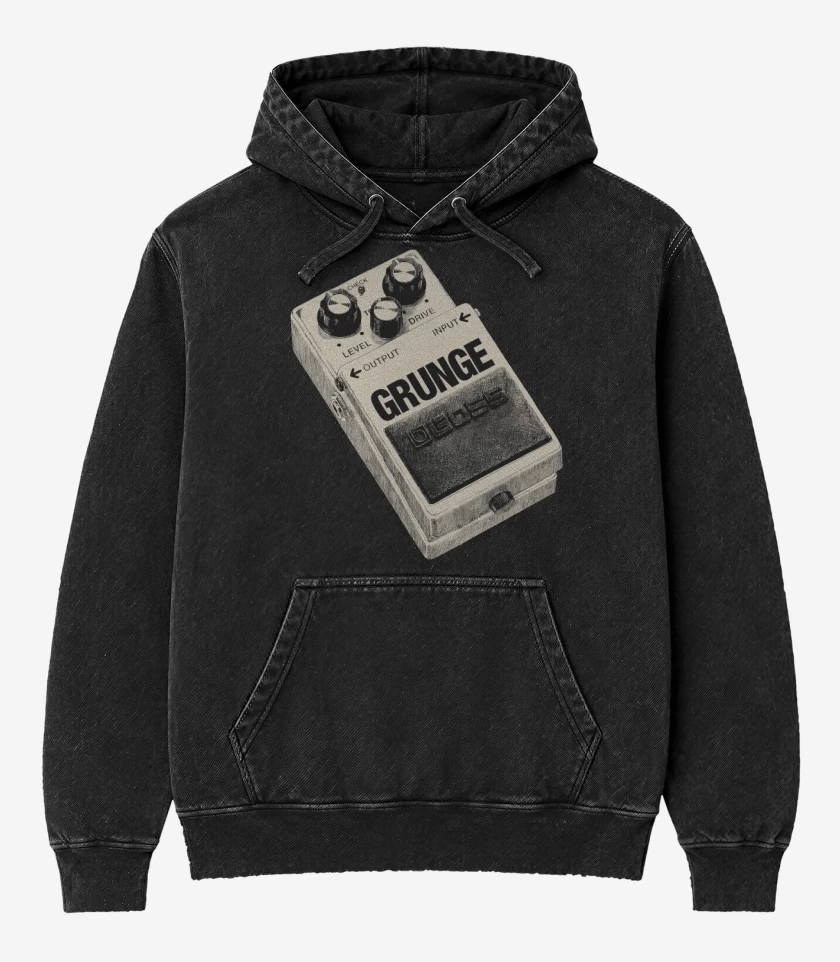 Poleron Canguro Acid Wash Negro de Grunge