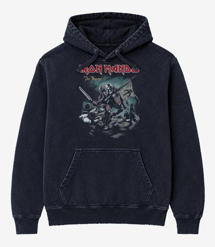 Poleron Canguro Acid Wash Azul Marino de Iron Mando