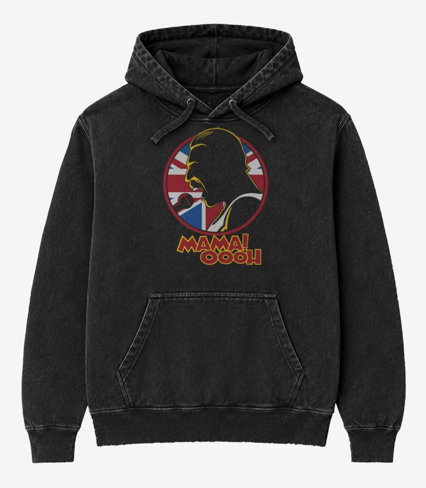 Poleron Canguro Acid Wash Negro de Mama!