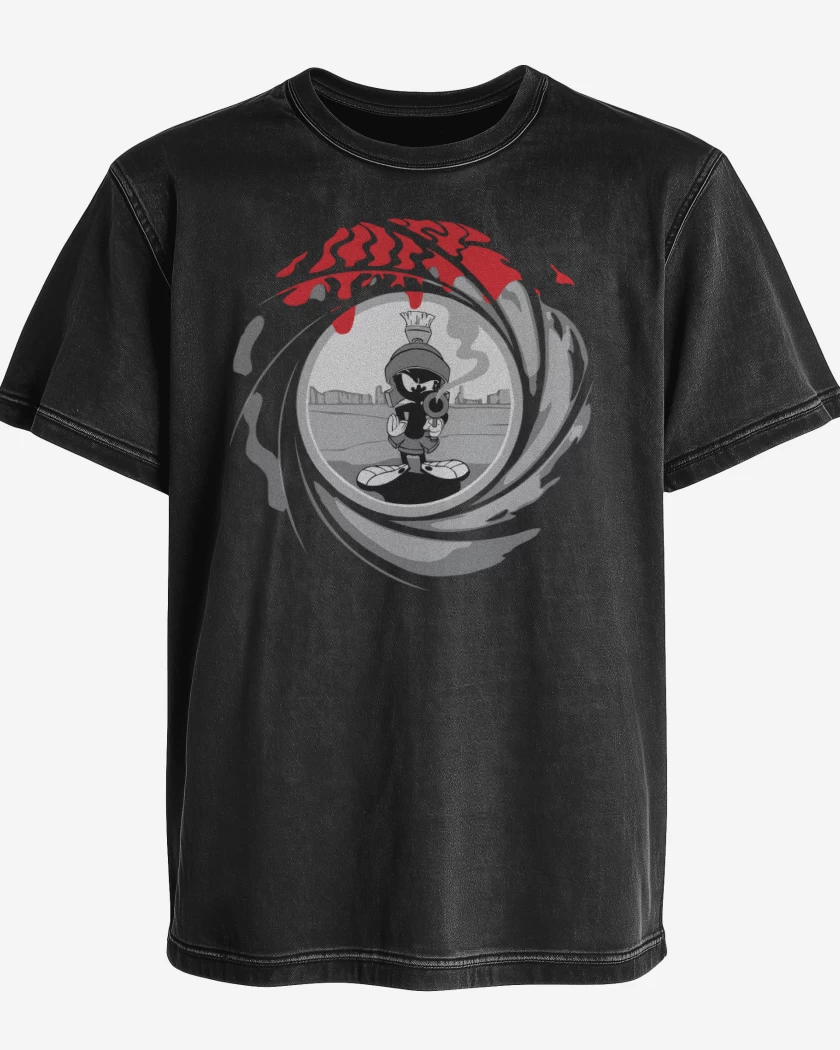 Polera desgastada Negro de Marvin Bond