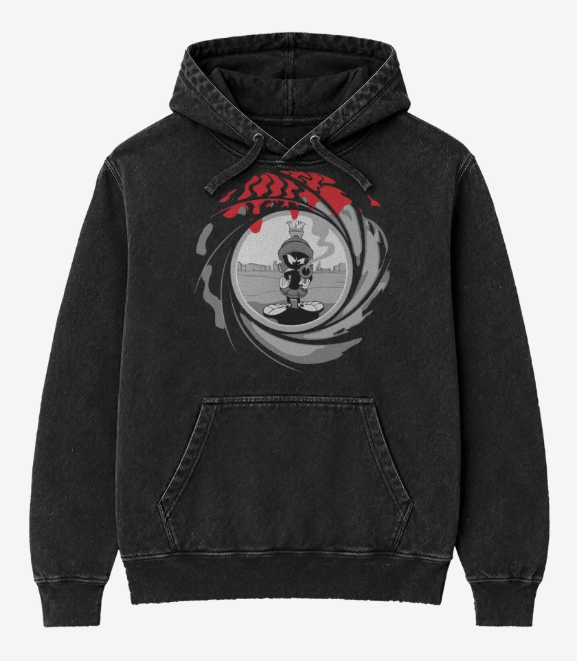 Poleron Canguro Acid Wash Negro de Marvin Bond