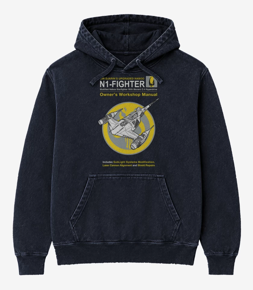 Poleron Canguro Acid Wash Azul Marino de N1 fighter