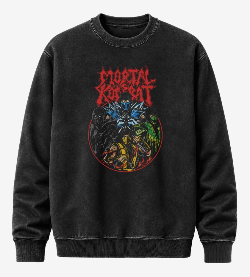 Poleron Polo Acid Wash Negro de Mortal
