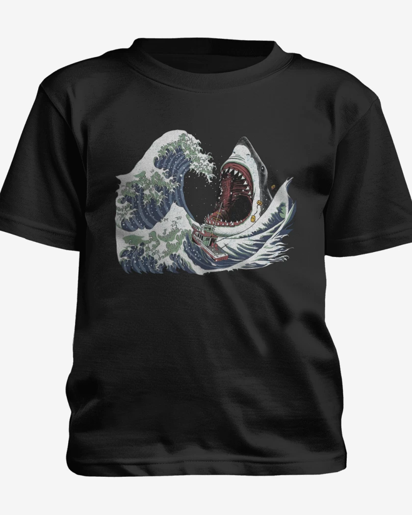 Polera de niño Negro de La Gran Ola & El Gran Blanco