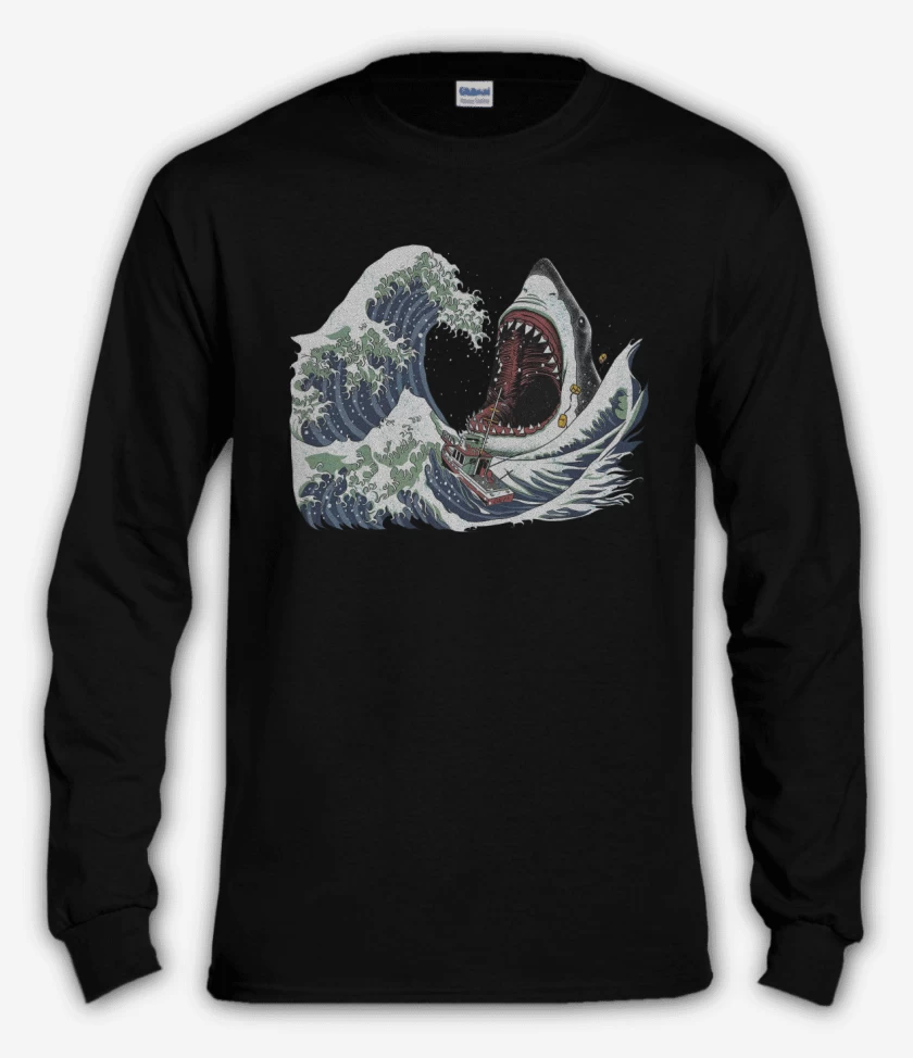 Polera manga larga Negro de La Gran Ola & El Gran Blanco