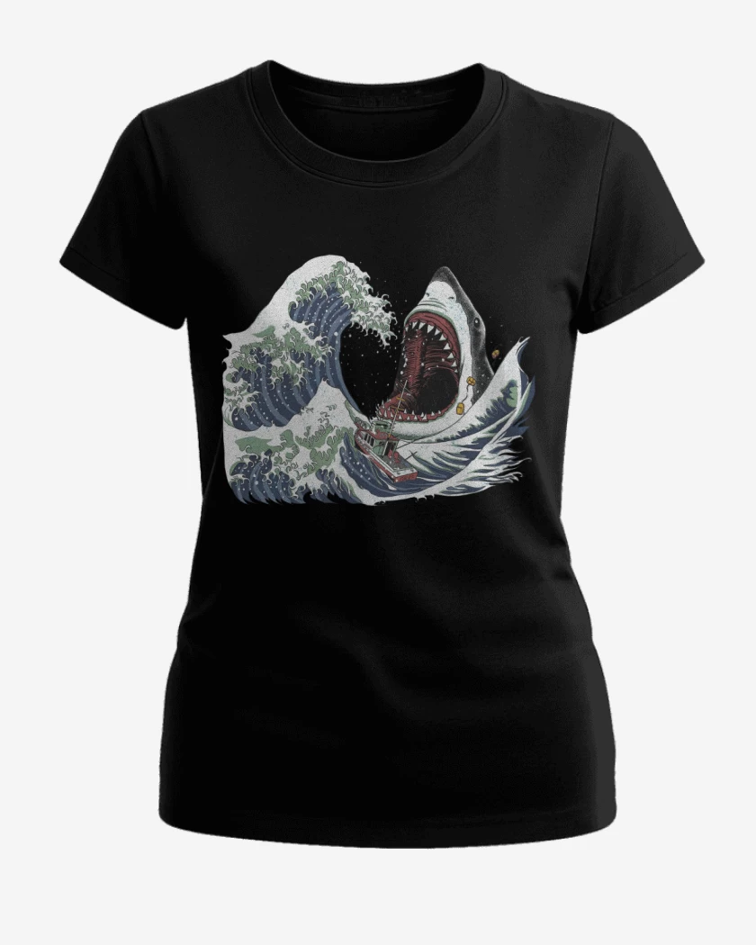 Polera de Mujer Negro de La Gran Ola & El Gran Blanco