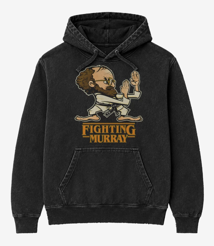 Poleron Canguro Acid Wash Negro de Fighting Murray