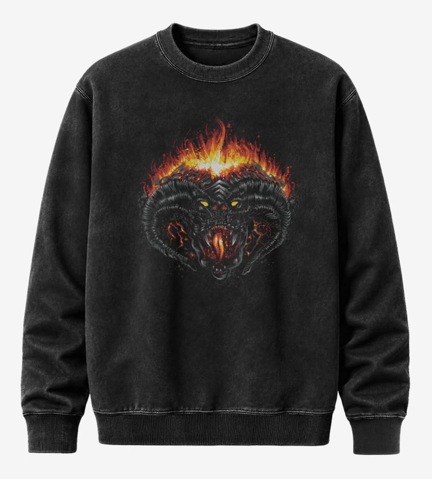 Poleron Polo Acid Wash Negro de Demonio del Abismo