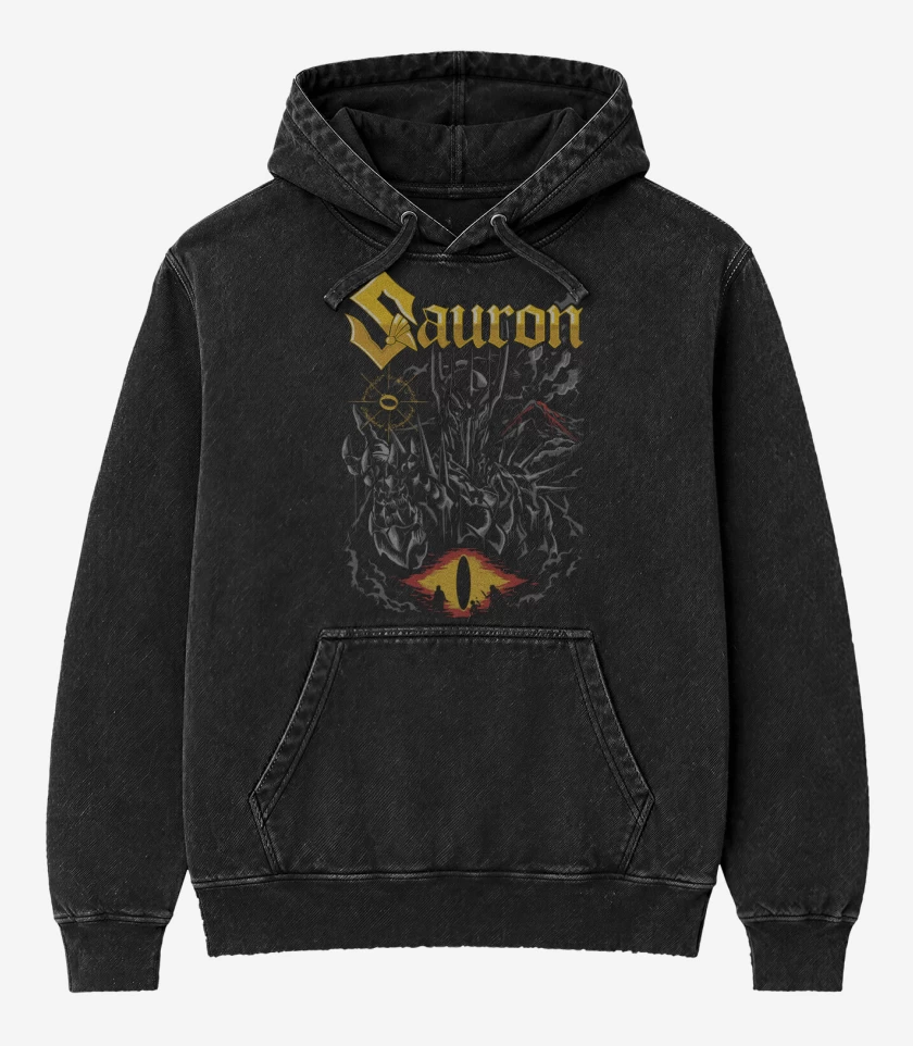 Poleron Canguro Acid Wash Negro de El Nigromante