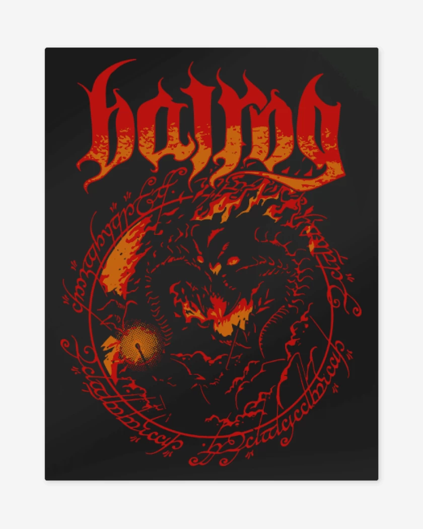 Print metalico Negro de Demonio de Fuego