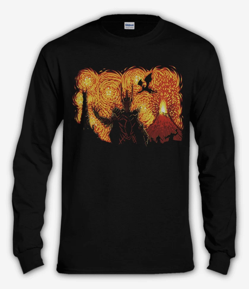Polera manga larga Negro de Sauron de Van Gogh