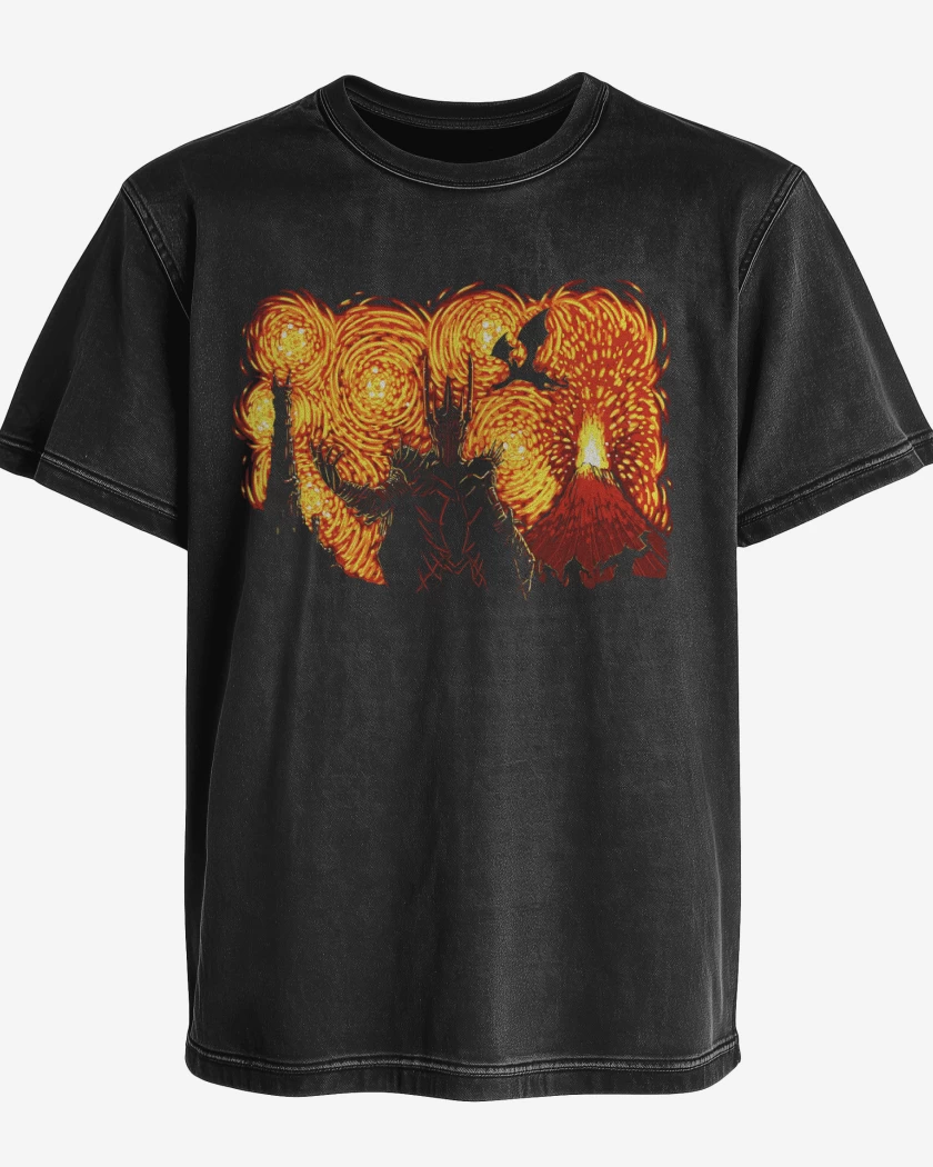 Polera desgastada Negro de Sauron de Van Gogh