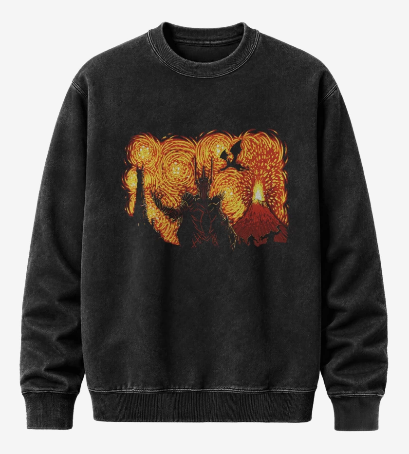 Poleron Polo Acid Wash Negro de Sauron de Van Gogh