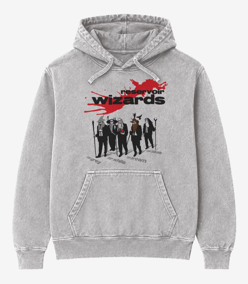 Poleron Canguro Acid Wash Gris Melange de Reservoir Wizards