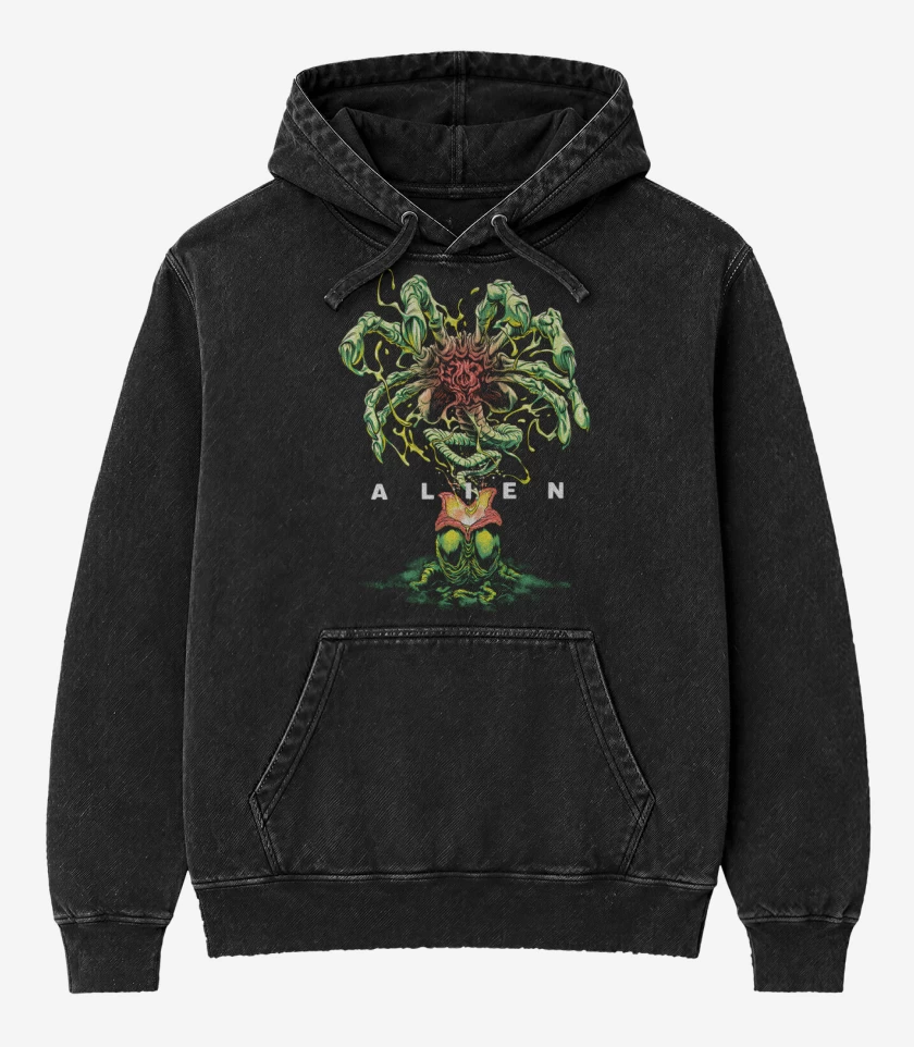 Poleron Canguro Acid Wash Negro de AbrazaCaras