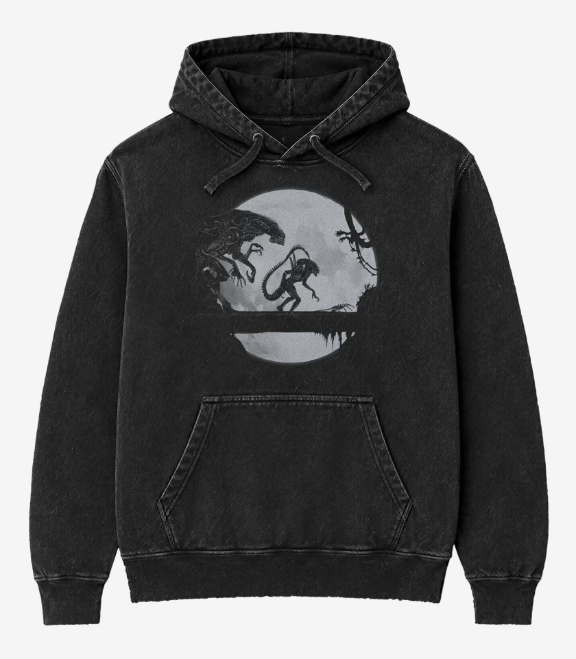 Poleron Canguro Acid Wash Negro de Hakunamorpho