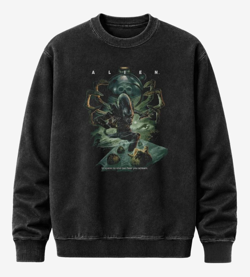 Poleron Polo Acid Wash Negro de The Alien