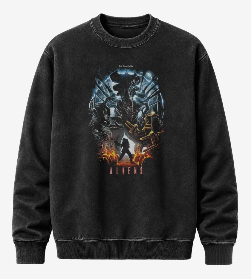 Poleron Polo Acid Wash Negro de Aliens nro 3