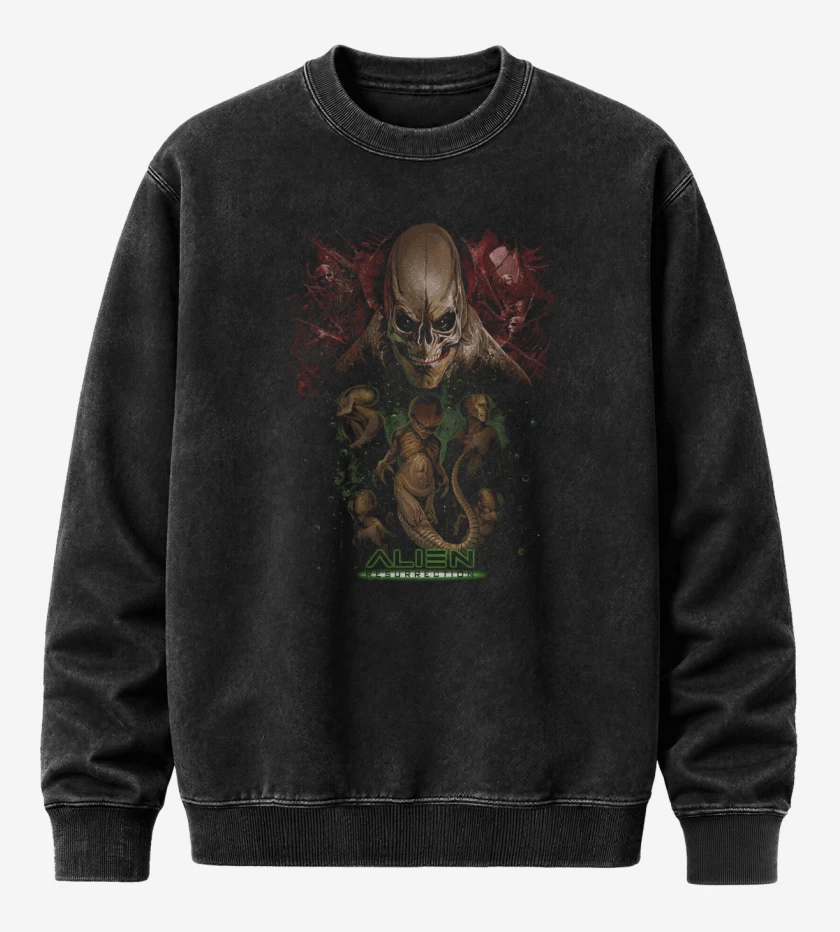 Poleron Polo Acid Wash Negro de Alien Resurrection