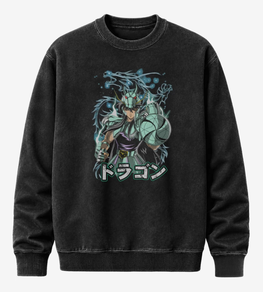 Poleron Polo Acid Wash Negro de Ira del Dragon