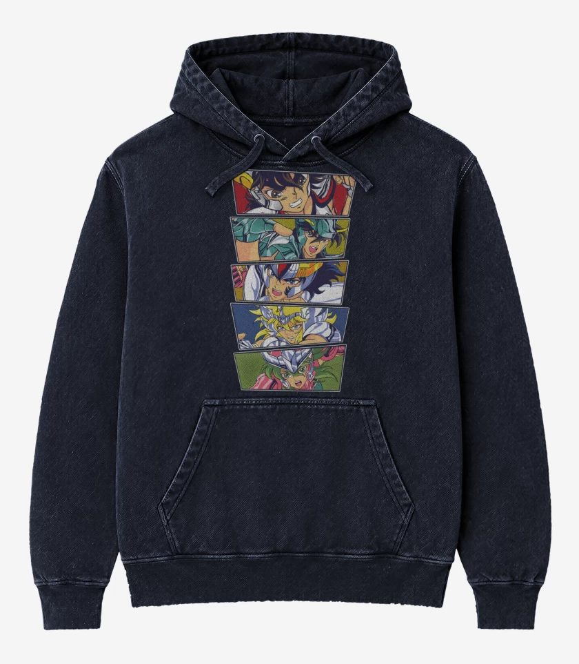 Poleron Canguro Acid Wash Azul Marino de Caballeros