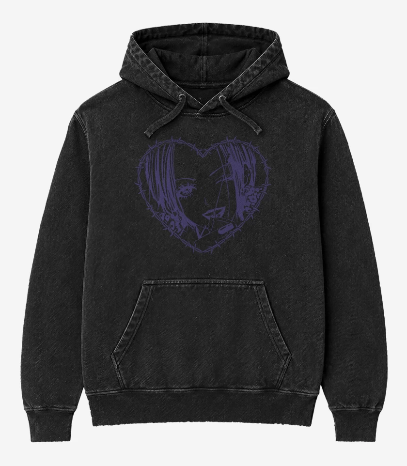 Poleron Canguro Acid Wash Negro de Nana Osaki