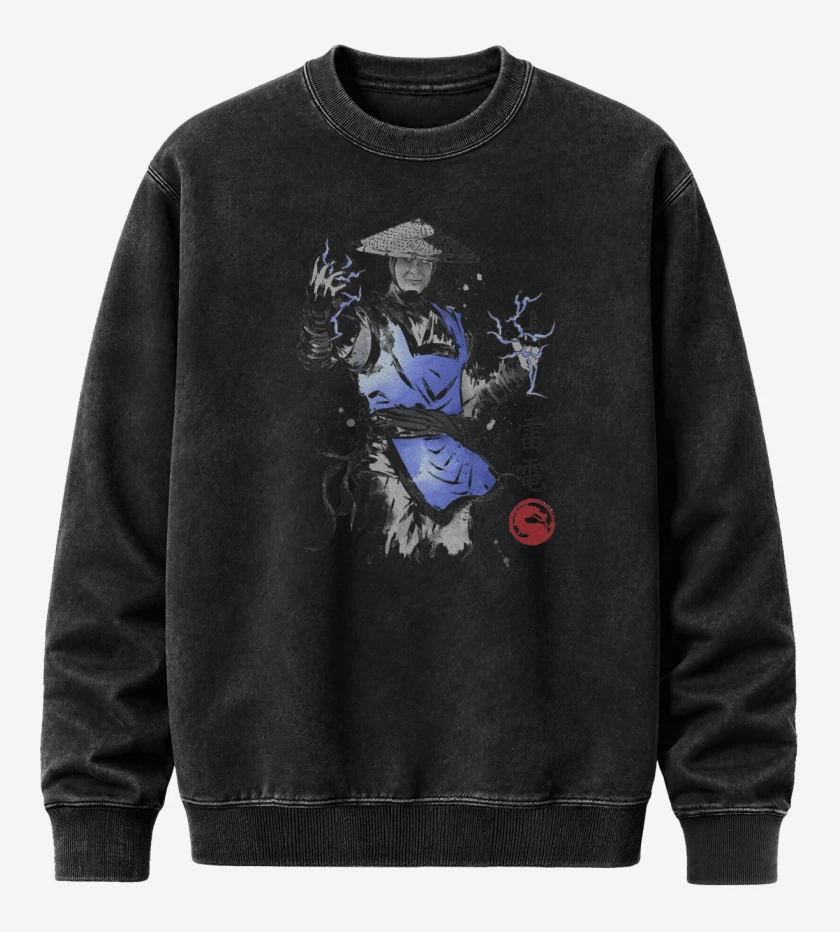 Poleron Polo Acid Wash Negro de Thunder God
