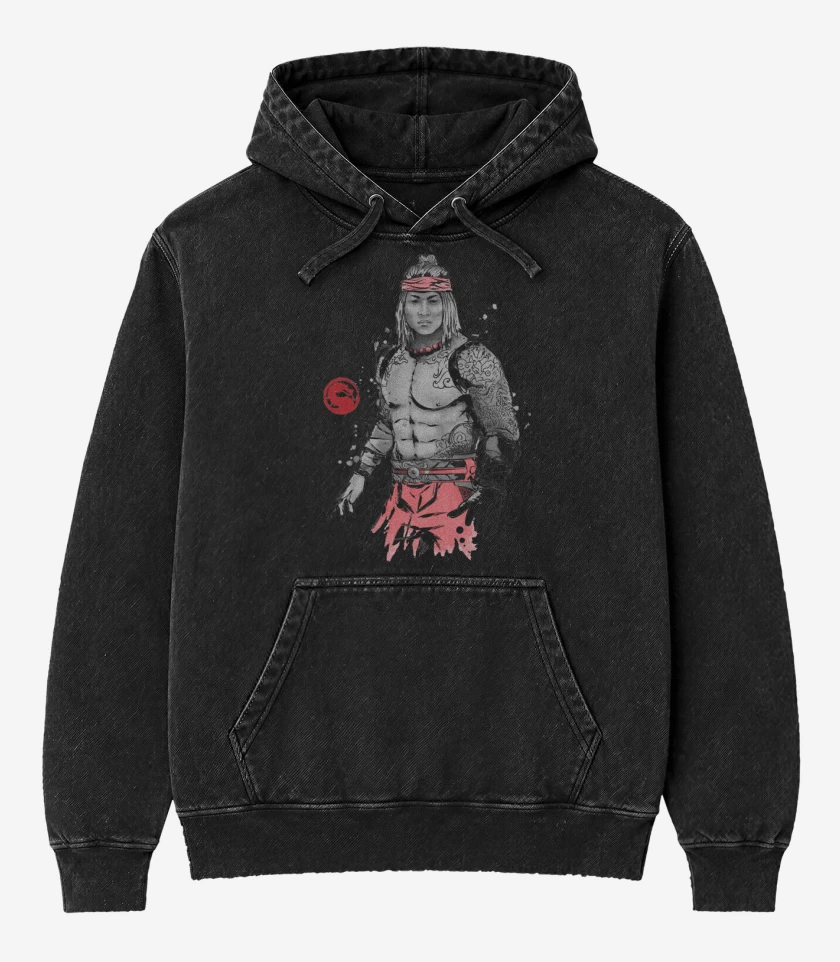 Poleron Canguro Acid Wash Negro de El Elegido