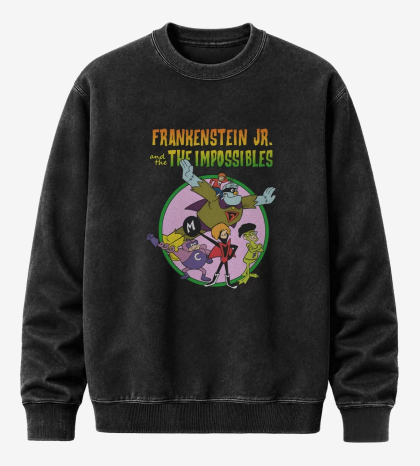 Poleron Polo Acid Wash Negro de Los Imposibles