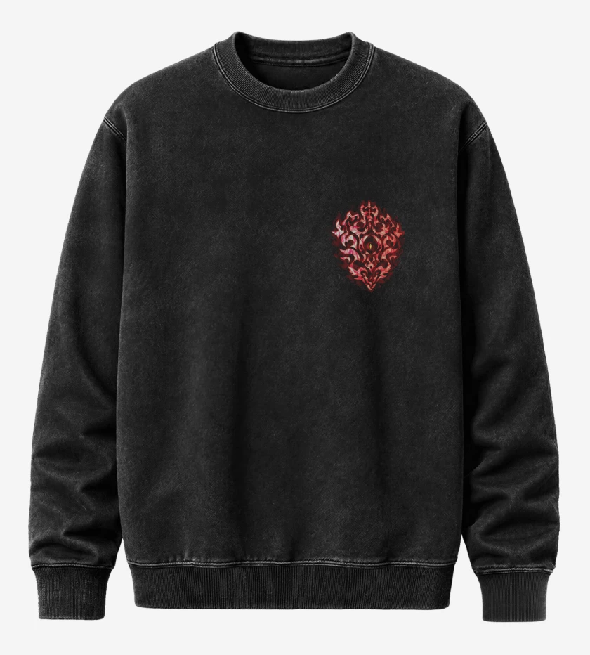 Poleron Polo Acid Wash Negro de Escudo de la ira de bolsillo