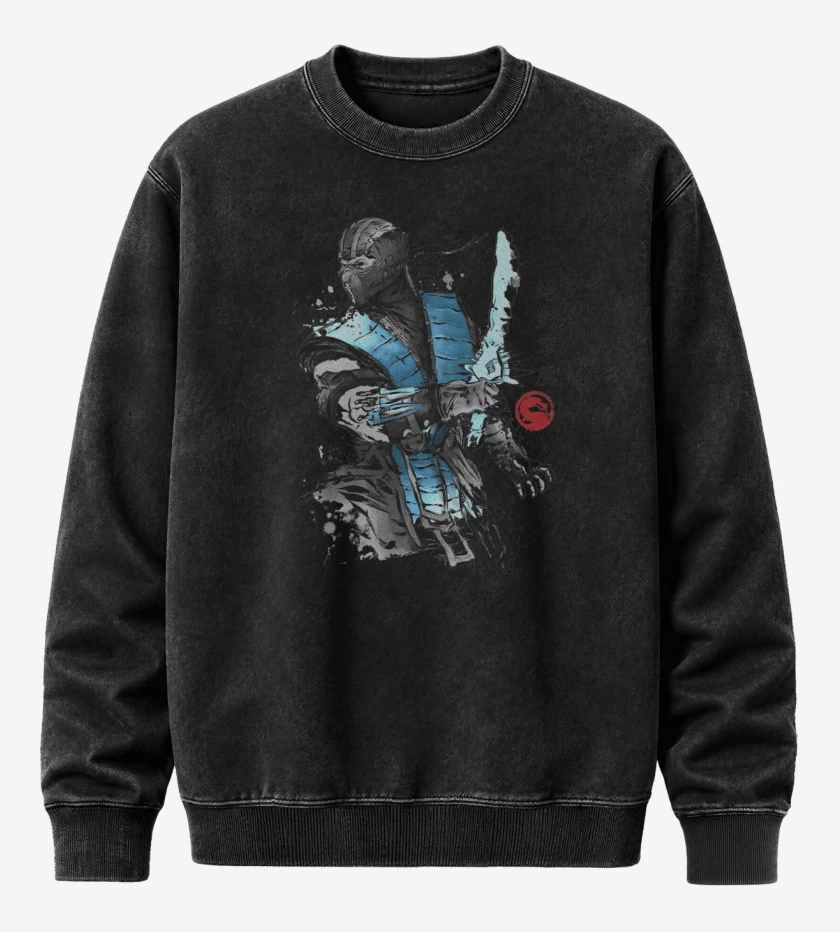 Poleron Polo Acid Wash Negro de Guerrero de Hielo