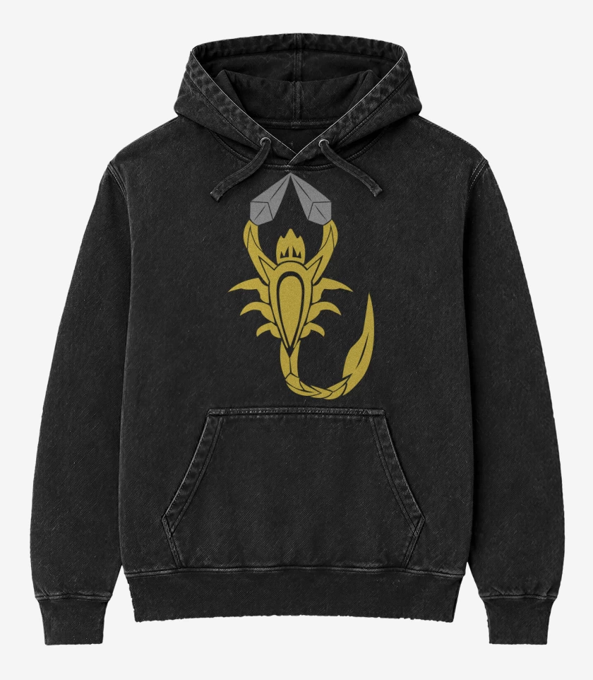 Poleron Canguro Acid Wash Negro de Shirai Ryu Clan