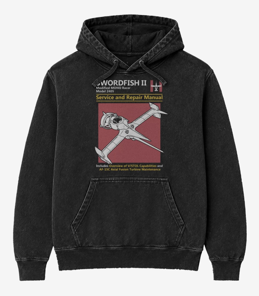 Poleron Canguro Acid Wash Negro de Swordfish II