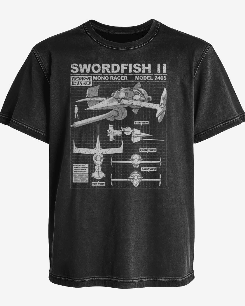 Polera desgastada Negro de Swordfish II Modelo 2405