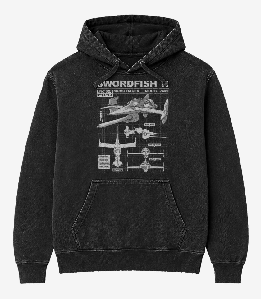 Poleron Canguro Acid Wash Negro de Swordfish II Modelo 2405