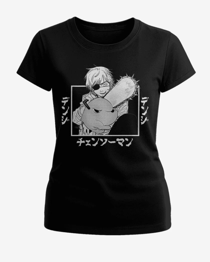 Polera de Mujer Negro de Denji Pochita
