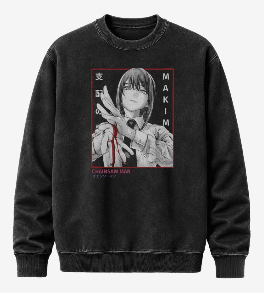 Poleron Polo Acid Wash Negro de Makima Control