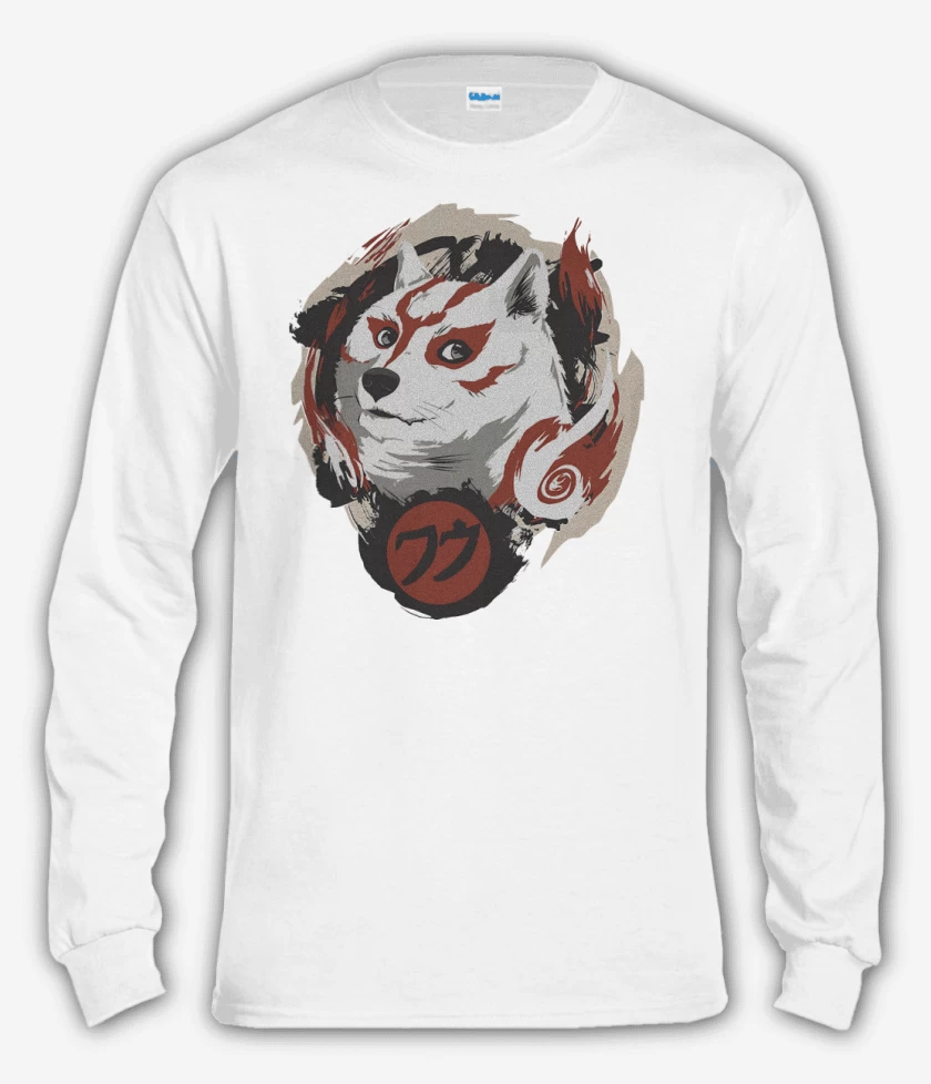 Polera manga larga Blanco de Doge Amaterasu