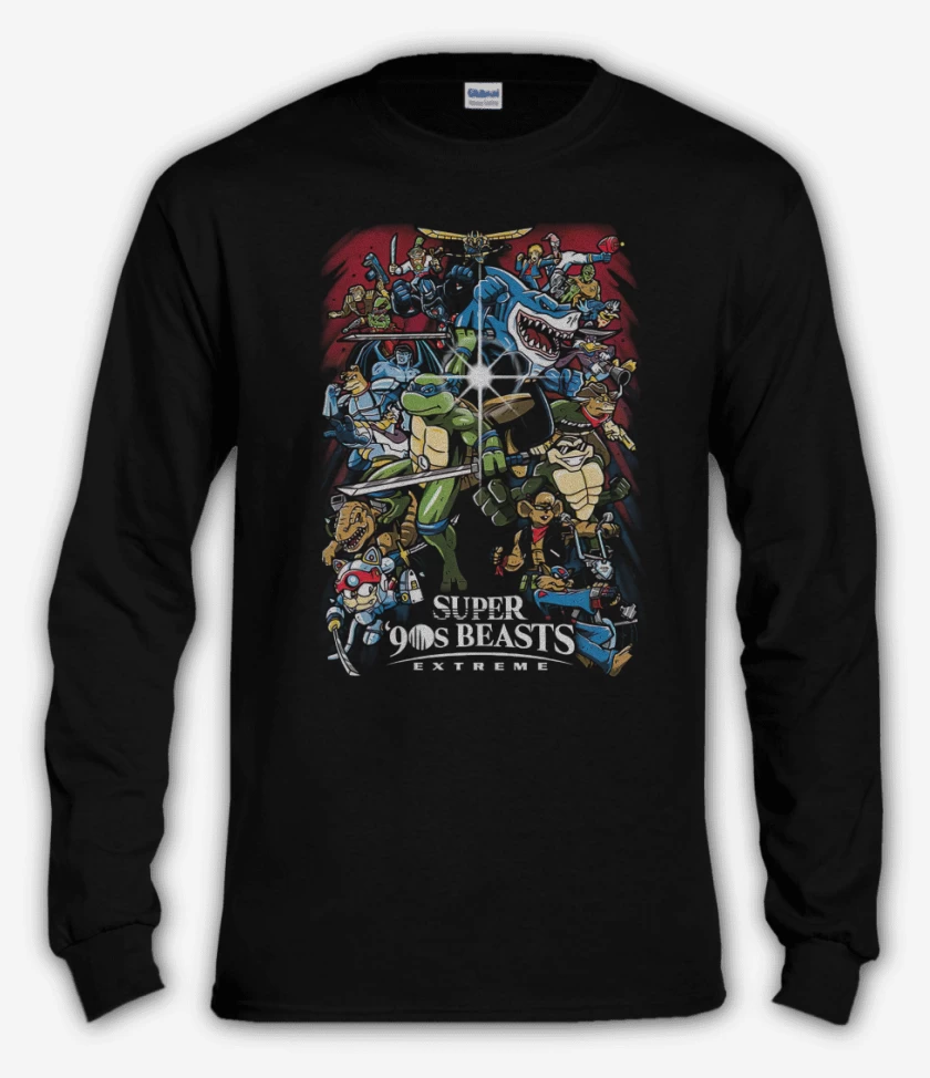 Polera manga larga Negro de Super 90s beasts