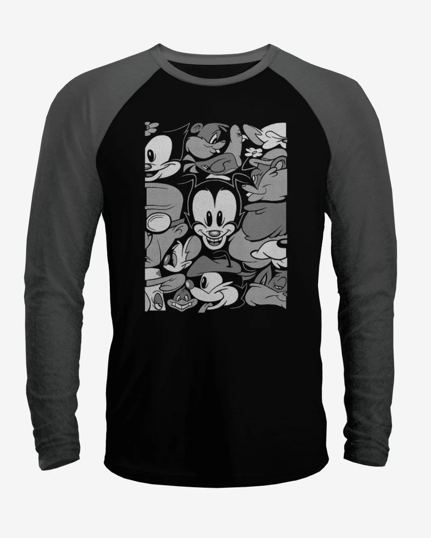 Polera Raglan Animaniacs B&W 