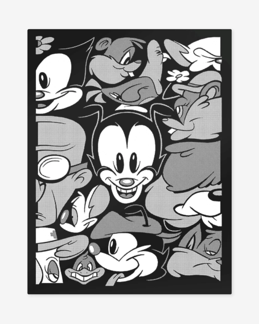 Print metalico Negro de Animaniacs B&W 