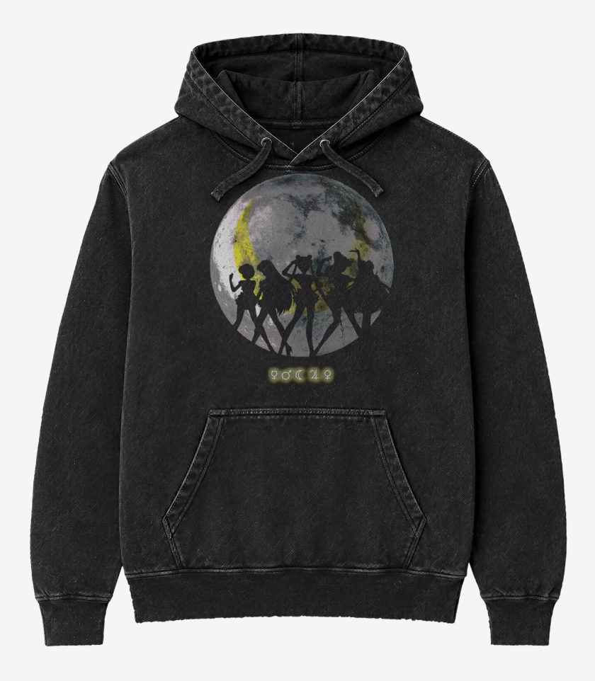 Poleron Canguro Acid Wash Negro de Moon Sailor