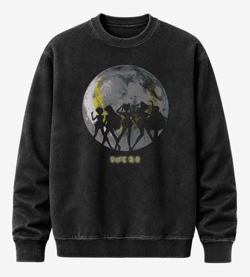 Poleron Polo Acid Wash Negro de Moon Sailor