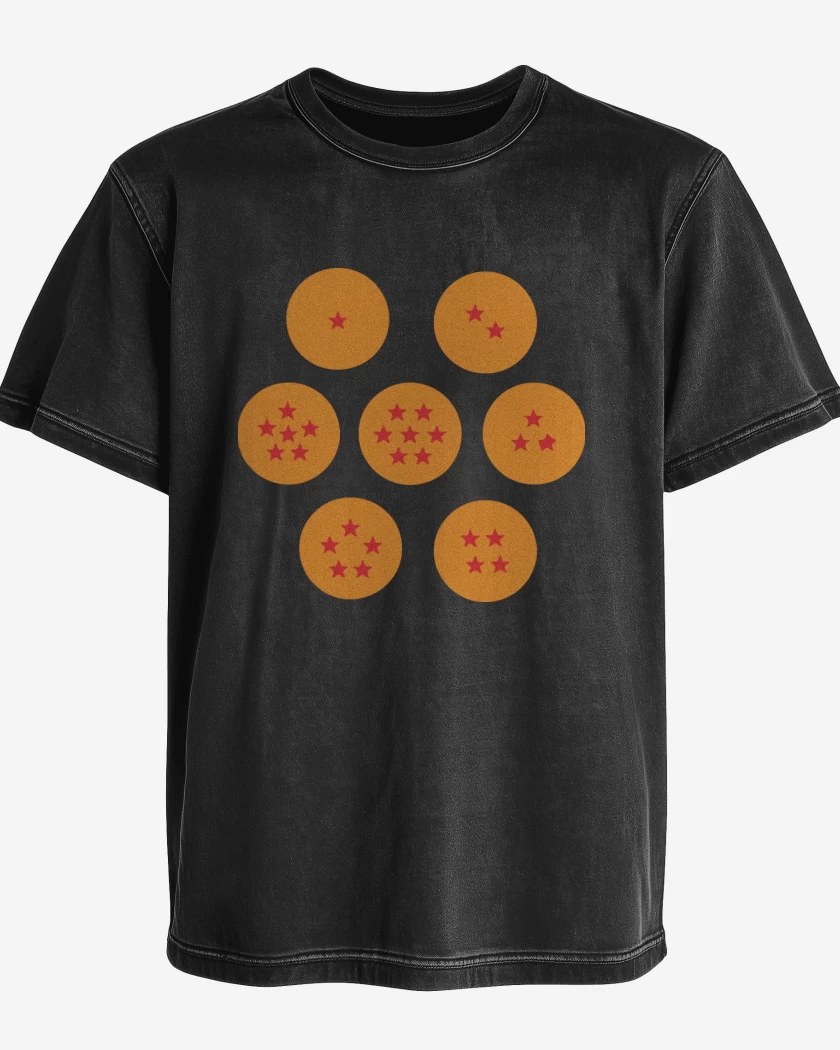 Polera desgastada Negro de 7 esferas